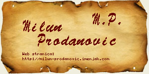 Milun Prodanović vizit kartica